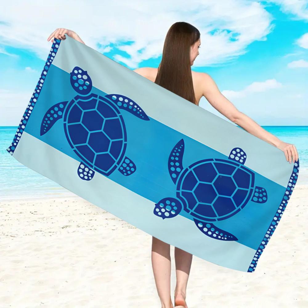 Meeresschildkröte Geometrischer Druck Strandtuch Ultra Weich Saugfähig Schnell Trocknend Handtuch für Strand Schwimmen Fitnessstudio Outdoor-Aktivitäten