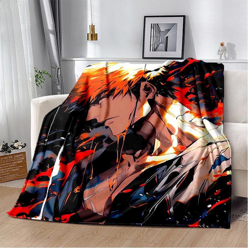 3D Bleach Kurosaki Ichigo Cartoon Anime Soft Blanket,Soft Throw Blanket for Home Bedroom Bed Sofa Travel Cover Child Gift