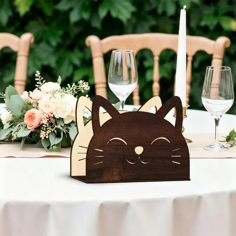 Dekorativer Holz-Serviettenhalter mit filigranem Ausschnittdesign Küchen-Papiertuchspender Tischdekoration für Partys Geeignet für Büros und Cafés