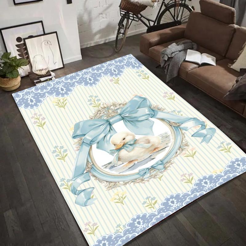 Cartoon Tierdruck Bereichsteppich Niedliche Schleife Fußmatte Rutschfester Teppich für Kinderzimmer Heimdekoration Wohnzimmer Schlafzimmer Teppich
