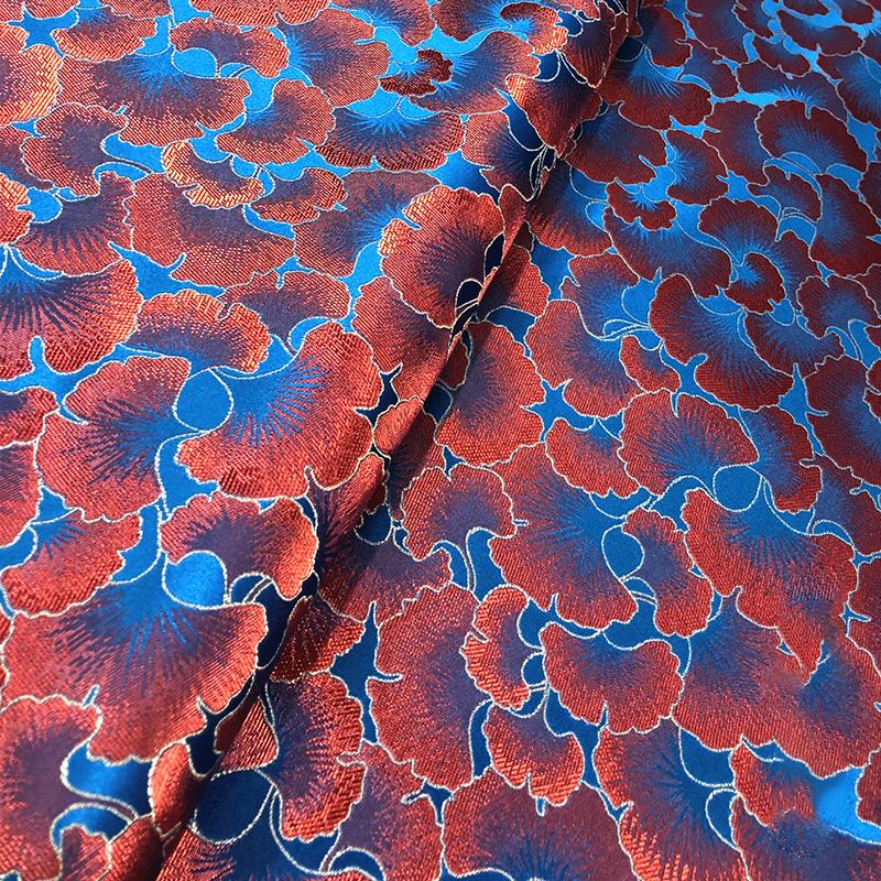 100*75cm Ginkgo Pattern Jacquard Brocade Fabrics For Satin Dress Designer Sewing Cheongsam Kimono Garment Diy Patchwork Material