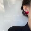 South Korea Transparent Red Double-layer Love New Trendy Ear Needles Sweet Girl White Earrings Female S Silver Needles