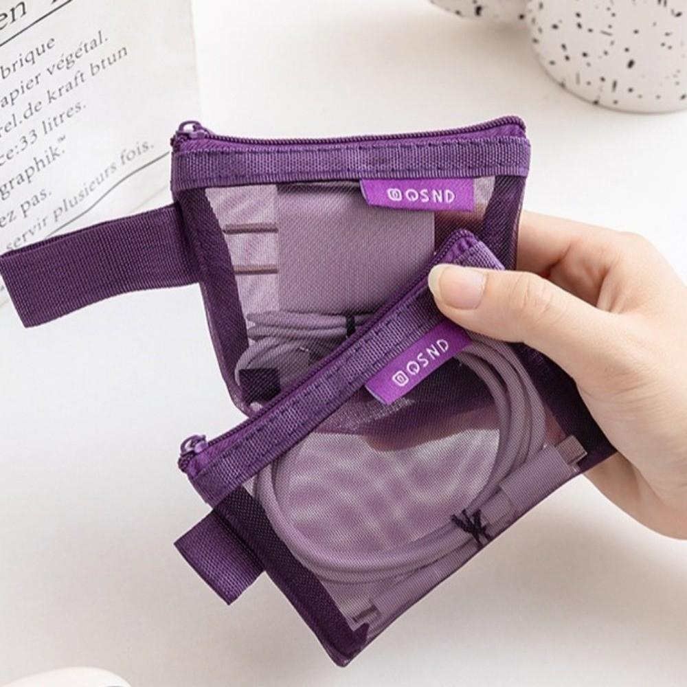 6pcs Set Durable Mesh Storage Bag Minimalist Coin Purse  Electronic Accessories