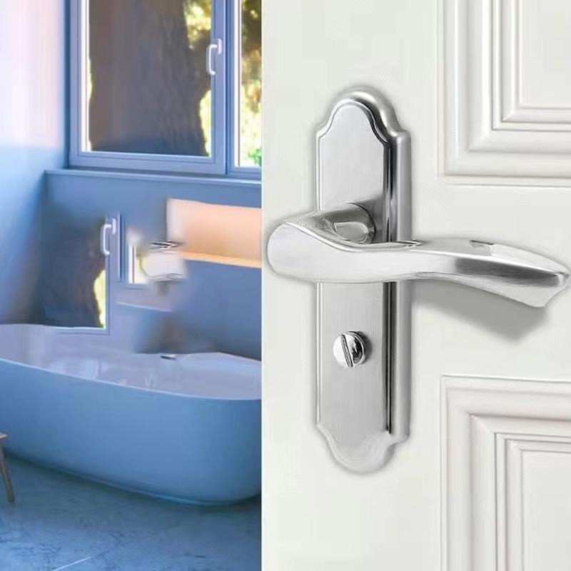 Silver Stainless Steel Bathroom Door Lock, Multi-hole Distance Specifications Appearance, Free Delivery