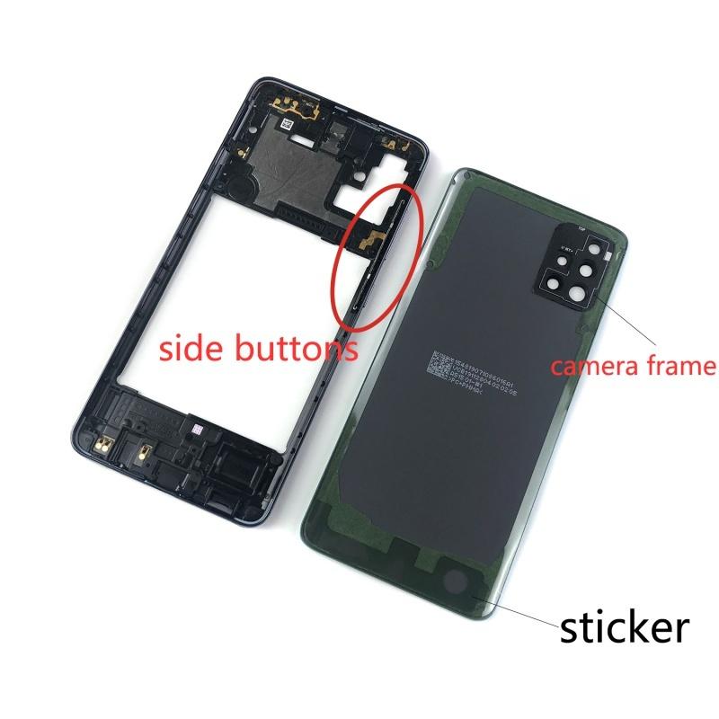 Für Samsung Galaxy A51 A515 A515F A515FN A515X Gehäuse Mittelrahmen Abdeckung Akku Rückseite Rückkamera Linse Logo