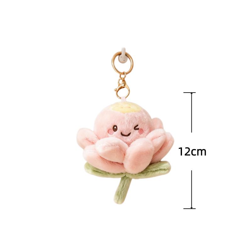 Lotus-Anhänger mit Füllung Glücksblume Plüsch-Schlüsselanhänger Kawaii Rucksack-Anhänger Niedliche Dekorationsspielzeuge Kreative Geburtstagsüberraschungsgeschenke