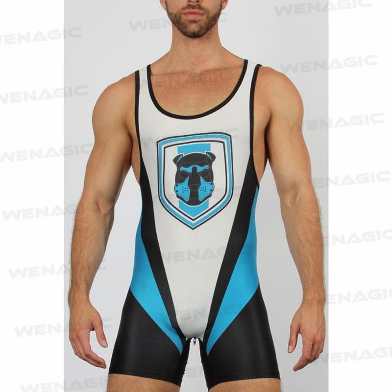 Mens Wrestling Bodysuit Breathable Nylon Fitness Training Sportswear