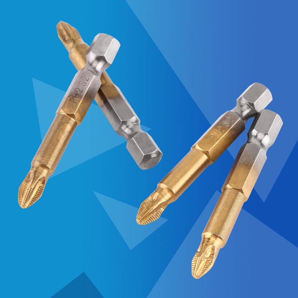 10pcs PH2 Cross Head Screwdriver Bits Set Anti Skid 14 Inch Hex Shank 50mm