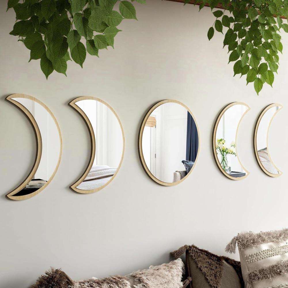 5 Pieces Set Wall Decorative Mirror Scandinavian Style Acrylic Wall Decor Living Room