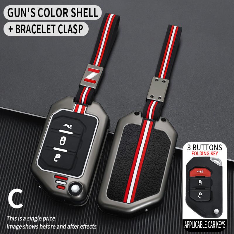 Zinc Alloy Car Key Case For Jeep Gladiator Jt Sahara Jlu Jk Wrangler Jl Rubicon Accessories