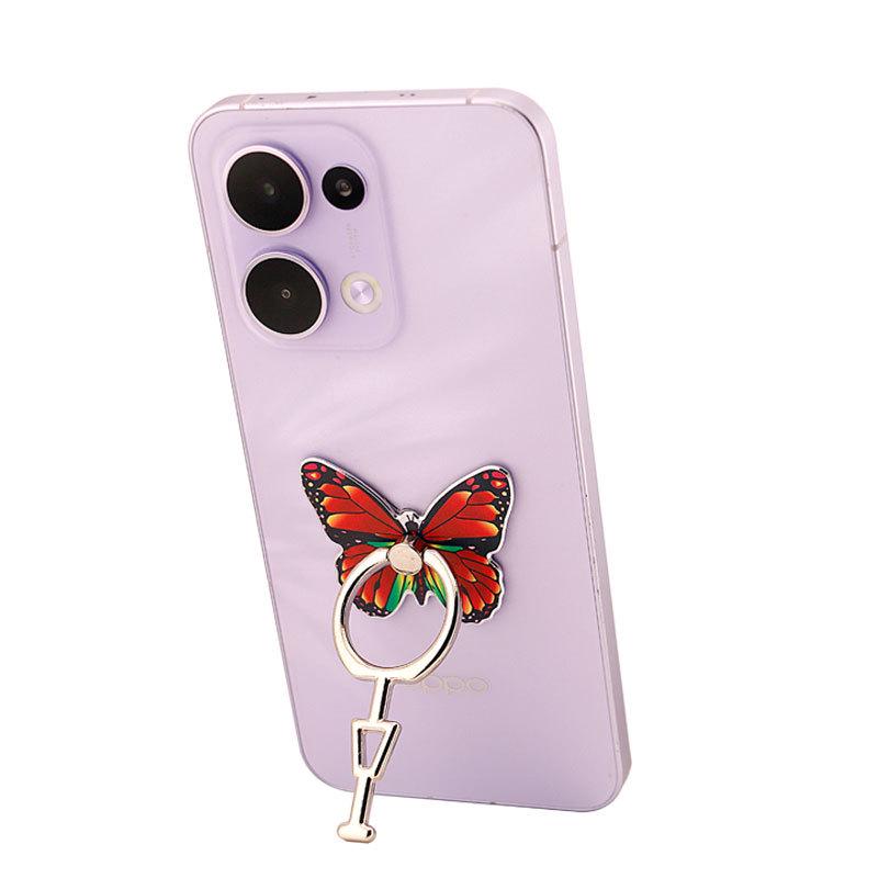 Butterfly Ring Holder: Full Metal Vertical Phone Stand, Cartoon Design for Women.