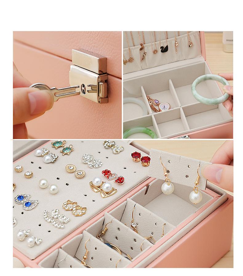 Double-layer Jewelry Box Organizer Earring Ring Necklace Jewlery Display Storage Case with Lock for Jewelry Boxes and Packaging
