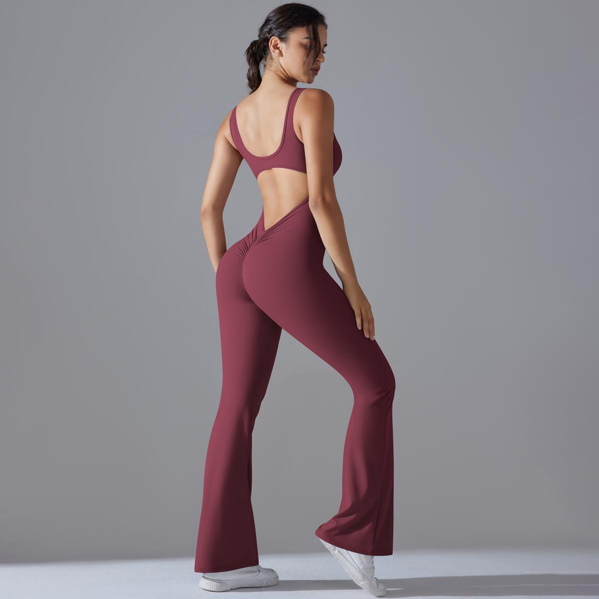 

Auroth Backless Yoga Jumpsuit Women One Piece Fitness Sports Romper Slim Beauty Back Running Bodysuit Without Sleeved XL