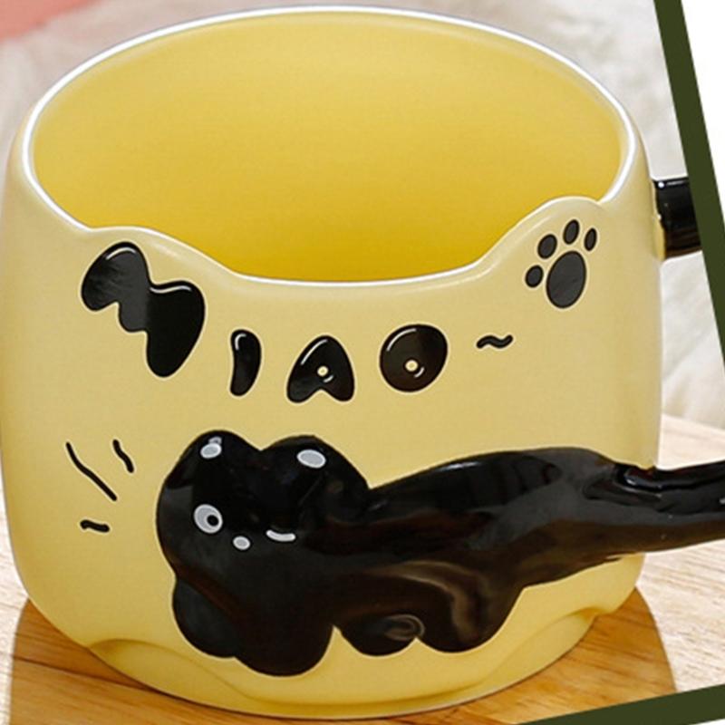 Black Cats Ceramic Mugs Heat Resistant to 1000C for Microwave Oven Use with Insulated Handle and Dishwasher Safe