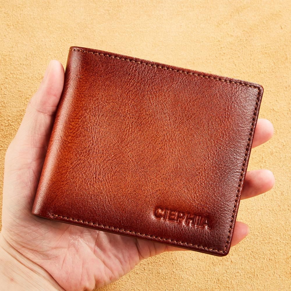 RFID-blockierende Geldbörsen aus echtem Leder für Herren, große Kapazität, Oberschicht aus Rindsleder, zweifach gefaltet, Vintage-Geldbörse mit 2 Ausweisfenstern, Geschenke für ihn