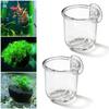 Mini Plastic Fish Feeder with Suction Holder Clear Aquatic Plant Cups Waterweed Nursery Pot Aquarium Decoration Tool