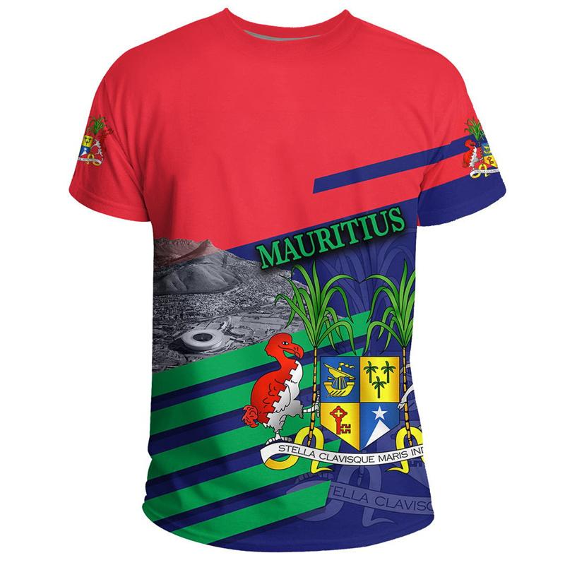 Camiseta con Estampado Africano de Mauricio para Hombre Ropa Moda Calle Cuello Redondo Manga Corta Camisetas Estampadas en 3D Verano Holgadas