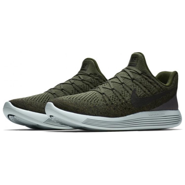 Nike LunarEpic Flyknit 2 Comfortable Thick Sole Shock Absorption Durable Low Top Casual Running Shoes Men Sneaker Gray Green 863779-303