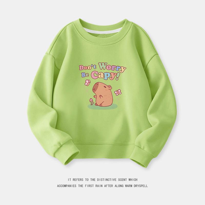 Cartoon Capybara Round Neck Sweatshirt for Boys and Girls - Spring/Autumn Long-Sleeve Shirt