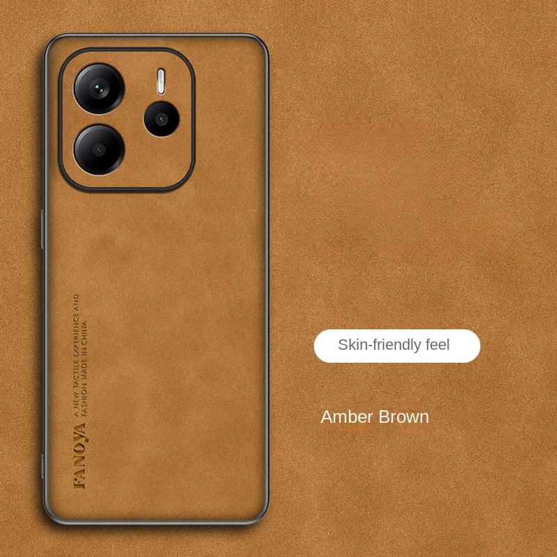 Note 14 Luxury Sheepskin Leather Silicone Phone Case For Xiaomi Redmi Note 14 Pro Plus Note 14 4G 5G Matte Anti-Shock Back Cover Bumper Shell