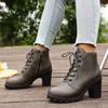 2025 New Fashion Short-thigh Boots Autumn New Round Toe Lace-up Side Zipper Platform Anti-slip Wear-resistant High Heels