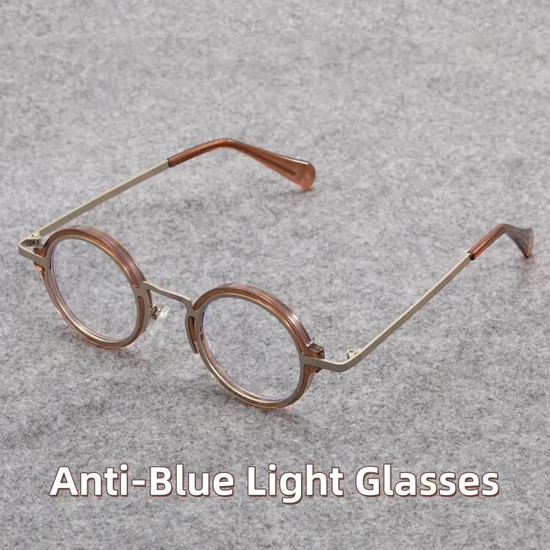 Neutral Retro Round Optical Glasses with High-definition Transparent Lenses Men's High-definition Anti-blue Light Flat Glasses