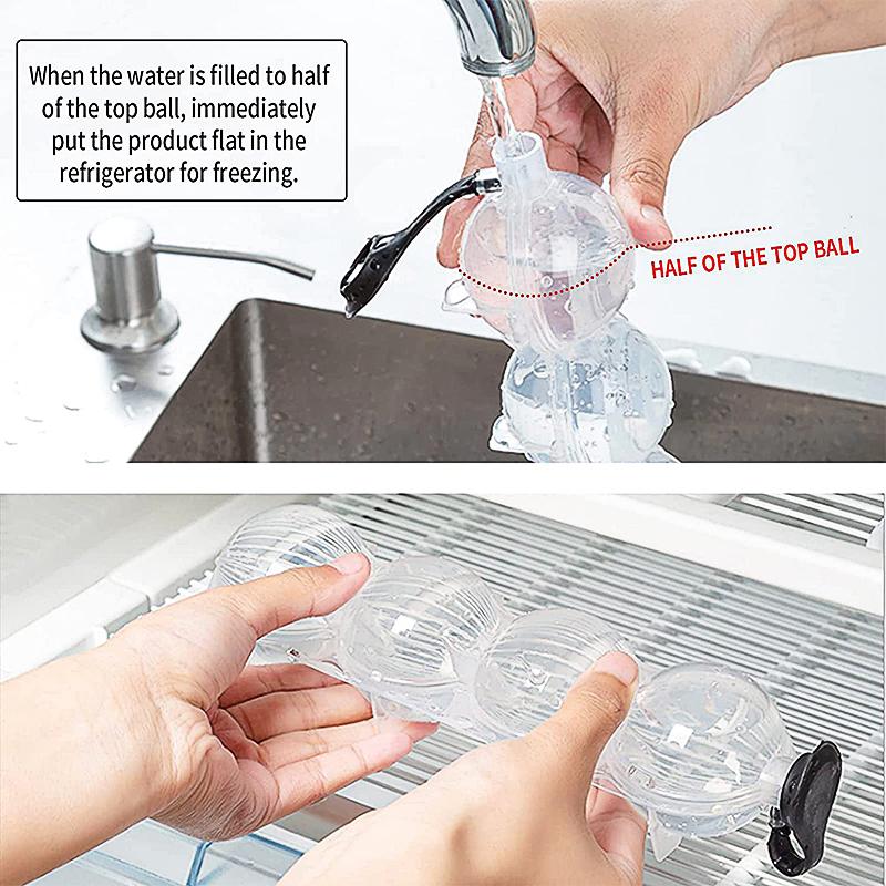 4 Holte Sphere Whisky Ijs Bal Mould Ronde Jelly Icecube Maker Mallen Diy Cocktai Hockey Maken Gereedschap Voor Thuis Bar Party