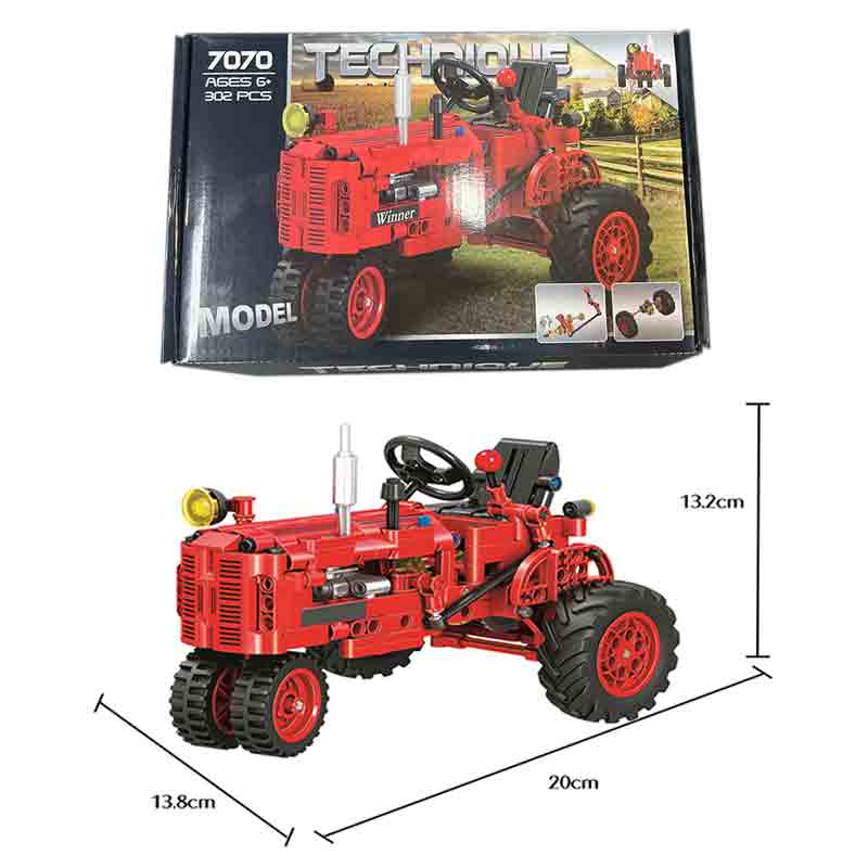 non-toxic City Classic Old Fashioned Tractor Car Building Block Walking Tractor Truck Brick DIY Toys for children