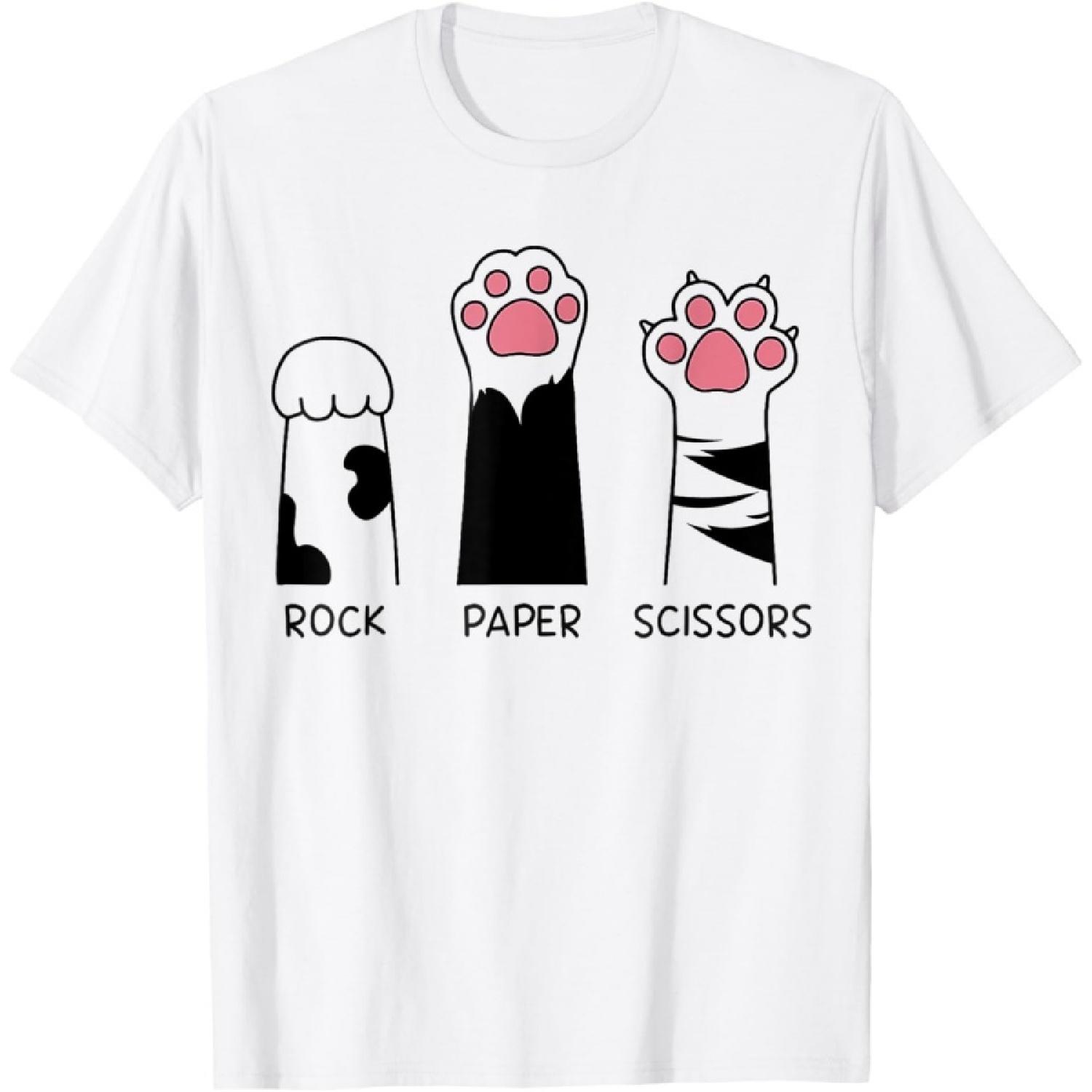 Rock Paper Scissors Cat Paws Cute Kitten Lover Cat T-Shirt for Men Women Girls Kids(1) S
