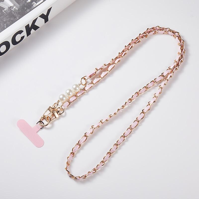 

Crossbody Mobile Phone Rope Metal Mobile Phone Hanging Chain Small Fragrant Style Crossbody Mobile Phone Hanging Chain 1Pcs рожевий