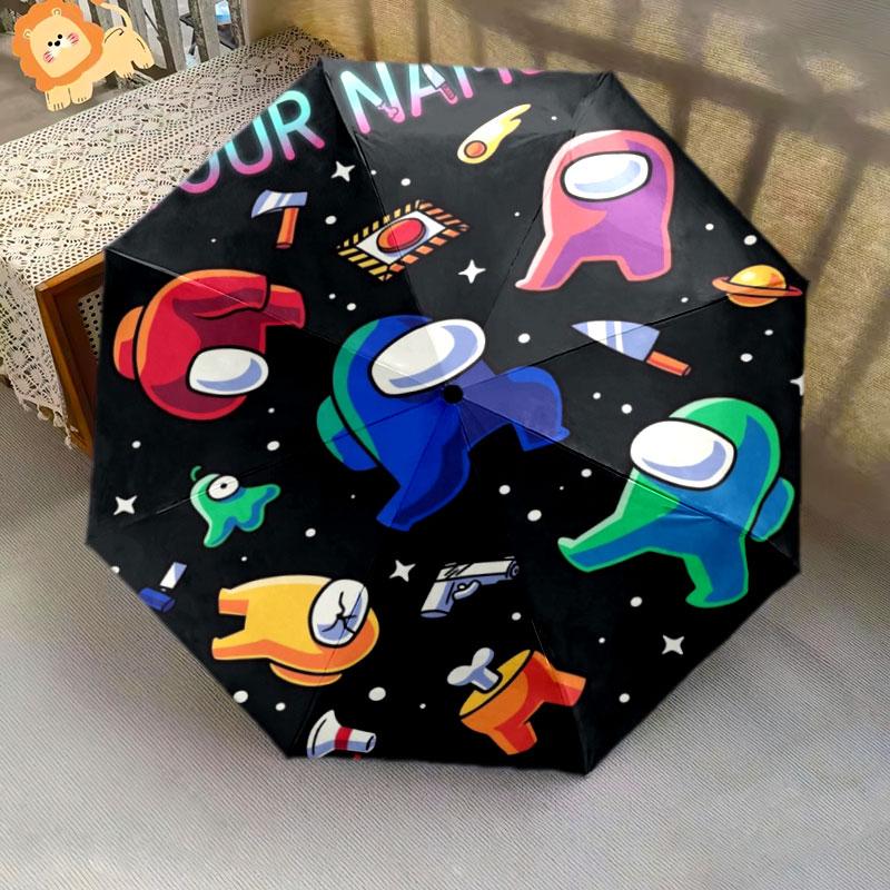 1 PC Automatic Folding Umbrella - Among Us Custom Name Pattern, Portable & Foldable Design with 8 Ribs, Christmas Birthday Gifts