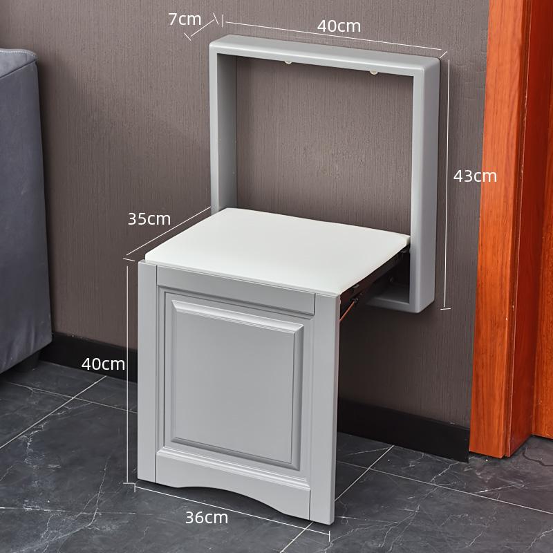 Household Wooden Bathroom Stool - Folding Porch Seat, Ultrathin Telescopic Design, Perfect for Shower & Shoe Changing