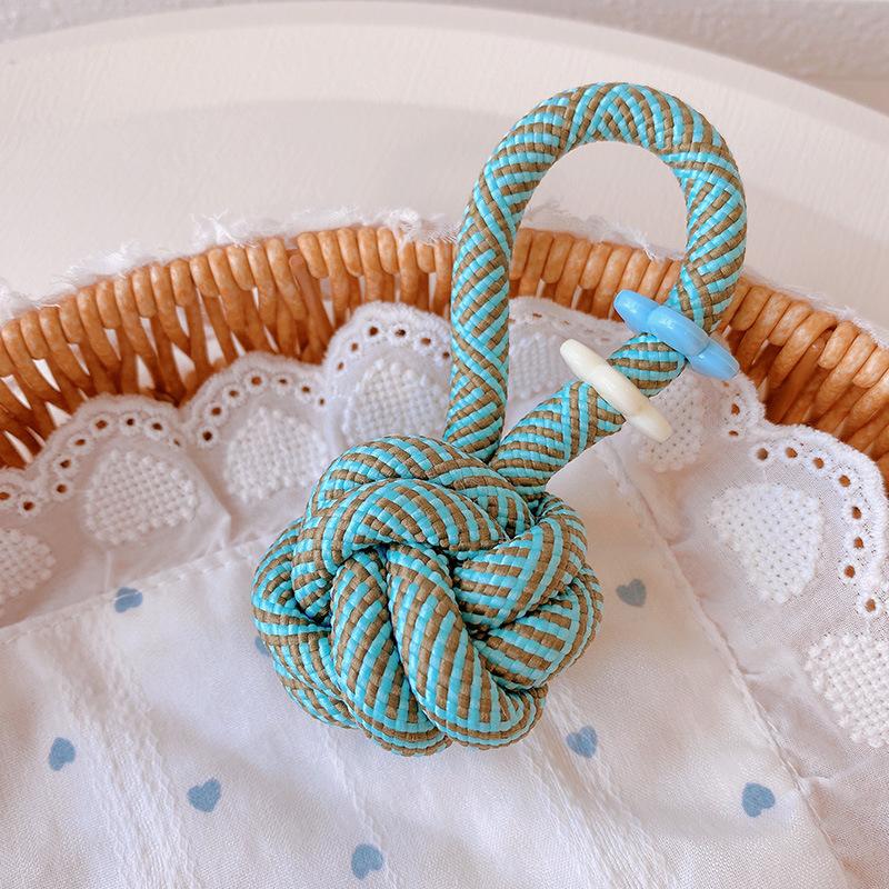 Women's Car Keychain Knotted Rope Floral Design Non-Slip Lightweight Bag Charm Portable Key Decor for Travel Commute Use
