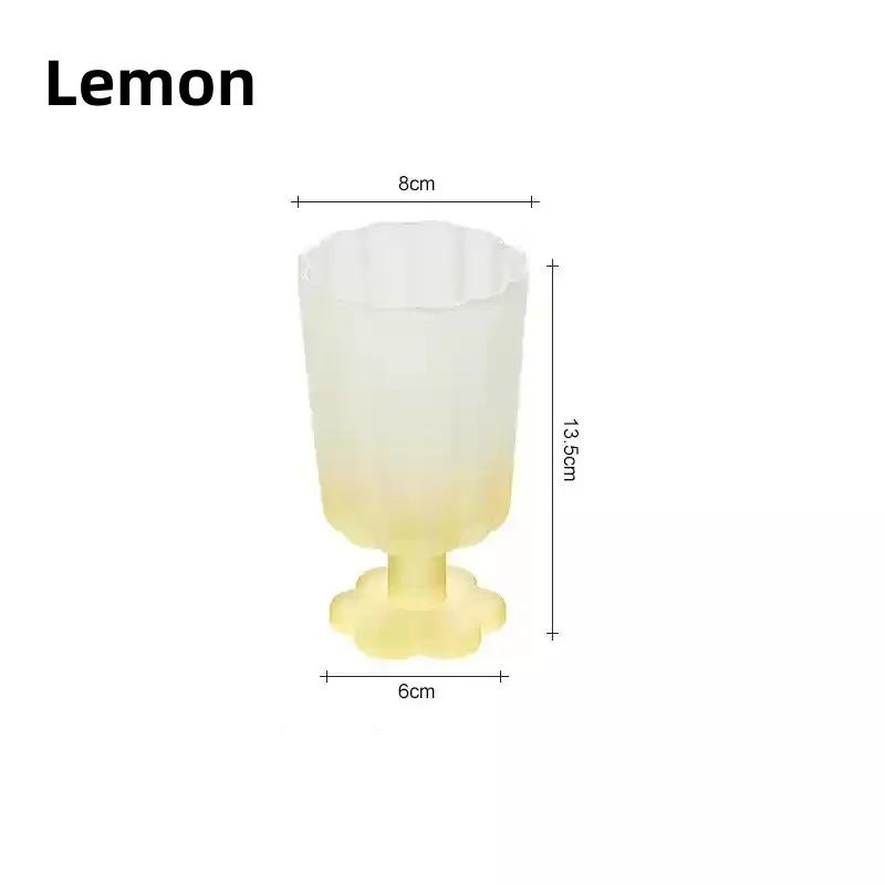 Flower Shaped Glass Cup Colourful Goblet Teacup Ice Cream Dessert Juice Wine Cup Home Bar Cafe Drinkware Gifts Desktop Decor
