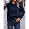 Autumn and Winter Women's Sweatshirt Round Neck Plaid Solid Color Temperament Elegant Casual Long Sleeve Top Sweatshirt