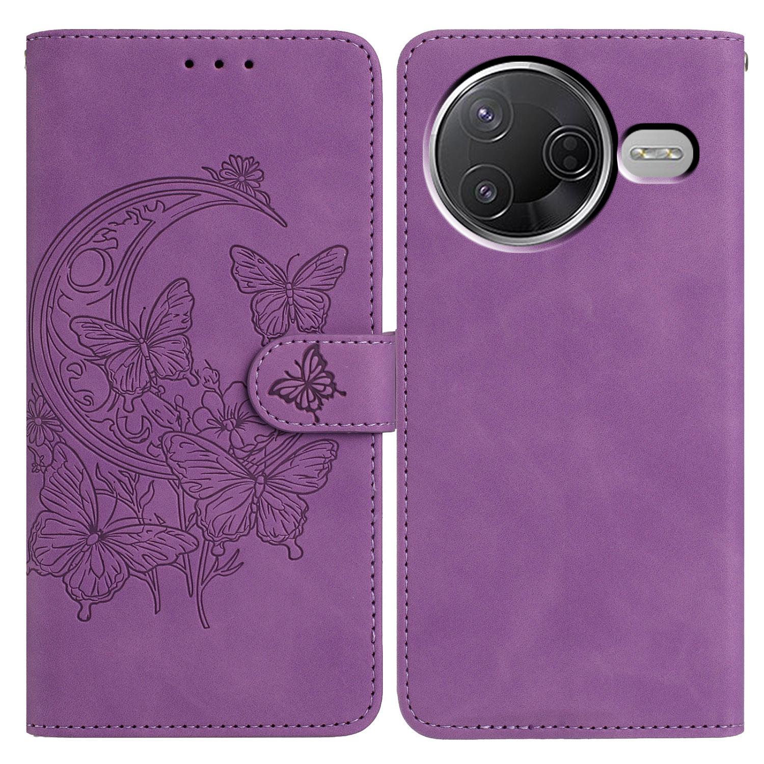 

PU Leather Case For Xiaomi Poco F7 Pro 5G/F7 Ultra 5G/Redmi K80 Pro 5G/K80 5G Butterfly Flower Imprinted Wallet Stand Phone Cover Purple