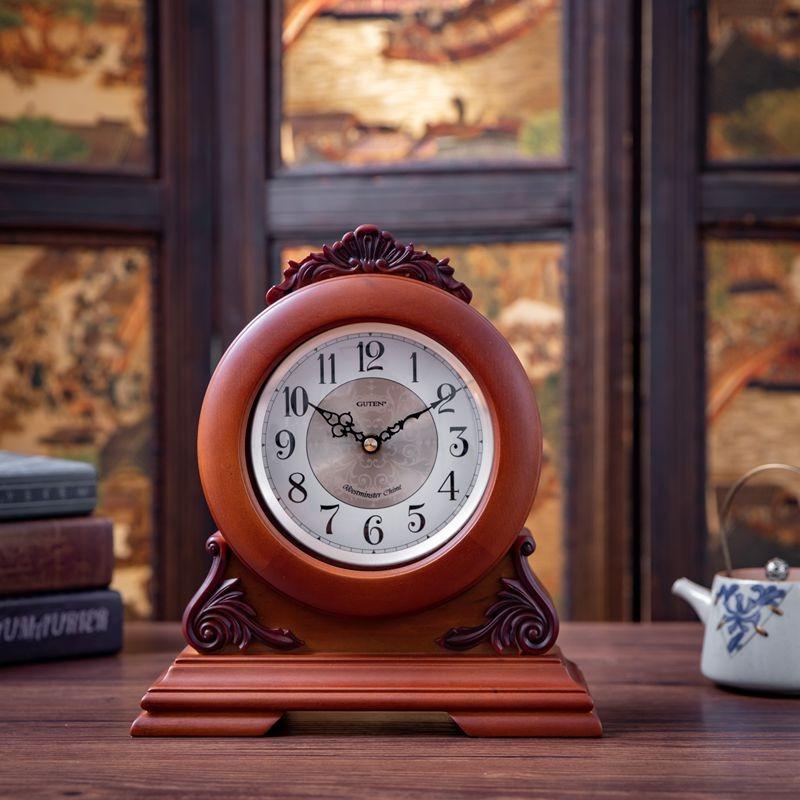 Retro Table Clock Wooden Desk Watch Aesthetic Luxury Bedroom Tabletop Clocks Silent Living Room Desktop Watches Home Decoration