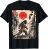 Samurai Bigfoot Japanisches Vintage Grafik Ukiyo-e Kunst Lustiges T-Shirt