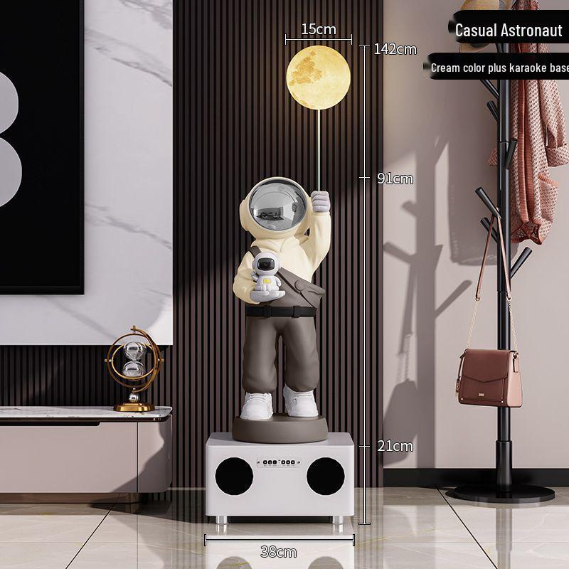 Large Astronaut Figurine with Starry Sky Light – Floor-Standing Decoration for Living Room or TV Cabinet, Perfect Housewarming Gift.