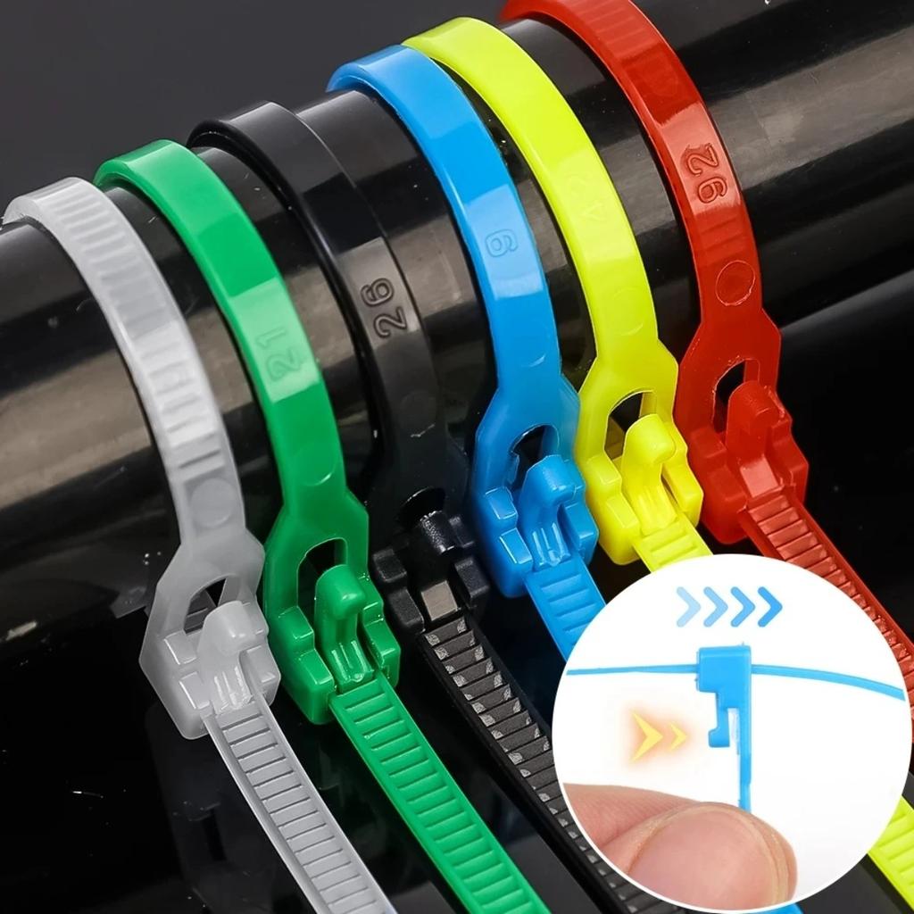 Reusable Cable Ties Nylon Material Removable Design Adjustable Ties for Home Office Cable Organizer Marker Cable Tidy Durable