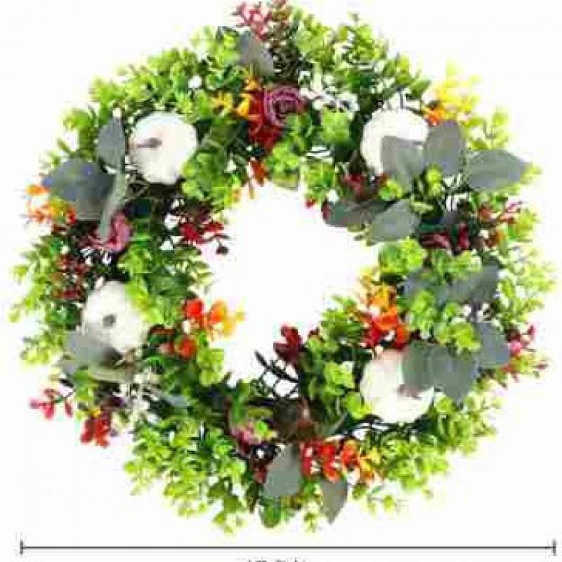 Harvest Wreath With Pumpkins Berries Vine Circle Halloween Thanksgiving Door Decor