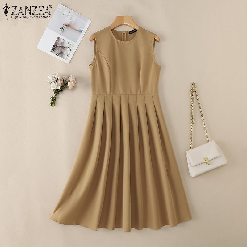 ZANZEA Women Casual Round Neck Summer Sleeveless Tank Dress