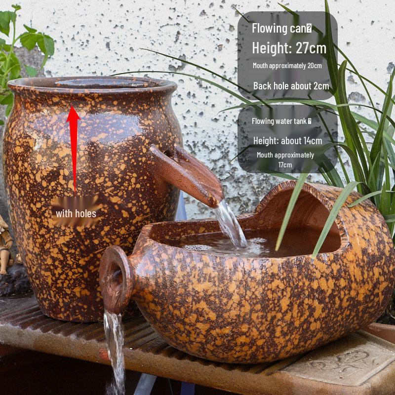 Komplettes Wasserfall-Dekoration Keramik-Aquarium mit zirkulierendem Wasser und Filter für die Wasserlandschaftsgestaltung.