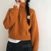 Women's Short-Length Korean-Style Half-Zip High Neck Sweater Autumn Winter Loose Lazy-Style Thickened Knitted Top