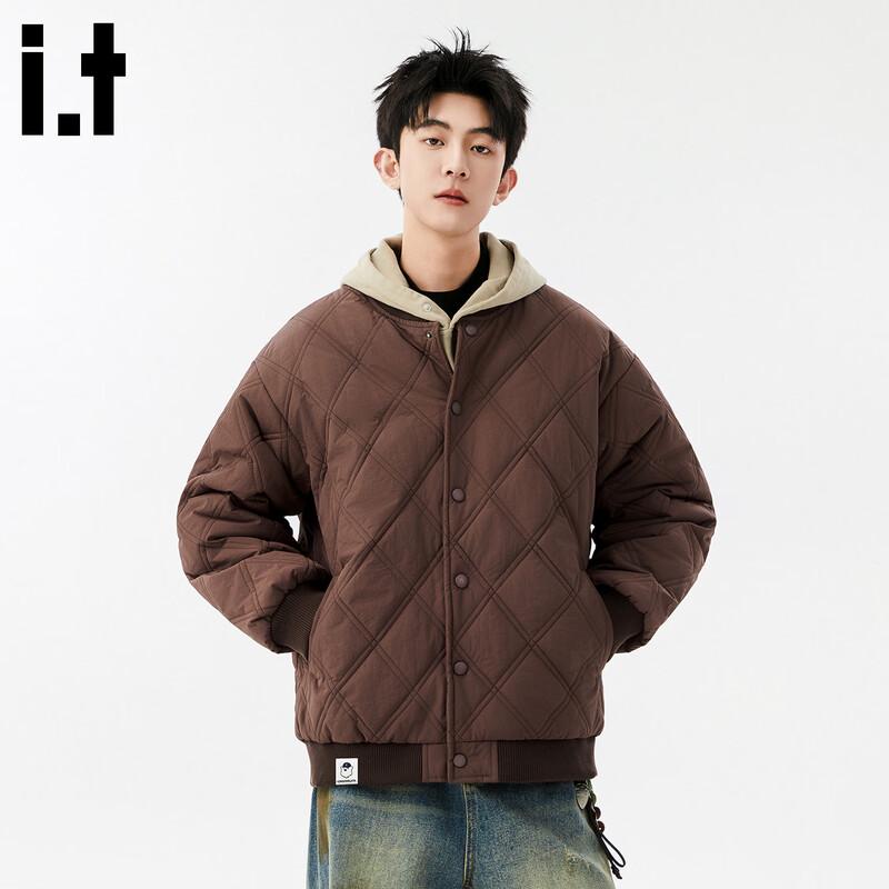 CHOCOOLATE Men s Plaid Baseball Collar Padded Jacket 3XL