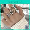 Unique Silver Plated Vintage Butterfly Wing Ring For Women Adjustable Size Chic Fashion