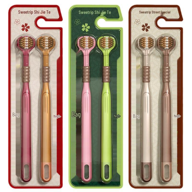 Popular 3-Sided Toothbrush with Soft Bristles for Gum Care - Adult Household Cleaning Tool