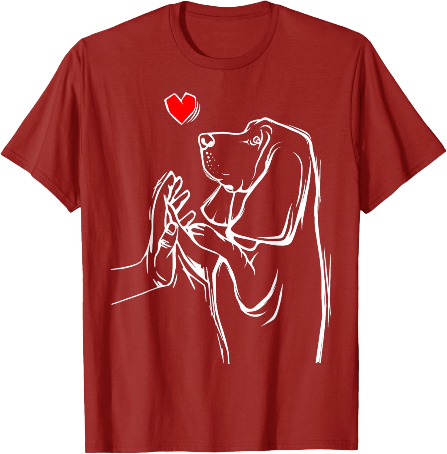 Basset Hound Love Dog Hand Paw High Five Graphic Tee Casual Cotton Round Neck T-Shirt for Women S