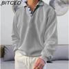 BITCED Autumn Long-Sleeved V-Neck Men's Collared Oversized Hoodie