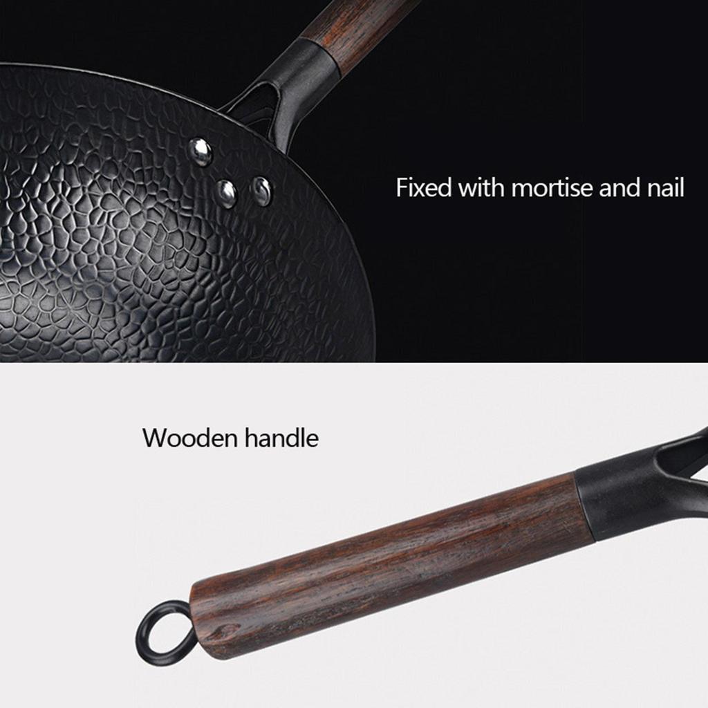 12.60inch Wok Cooking Cookware Induction Cooker Uncoated Pots Sautee Pan Without Wood Lid
